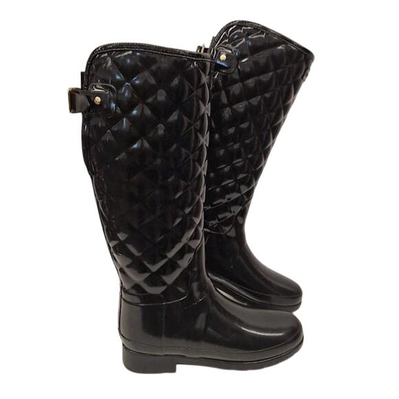 Hunter Refined Quilted Tall Black Rain Boots 6 - Picture 6 of 6